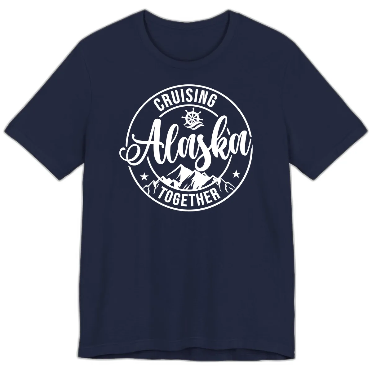 Cruising Ashore Together Badge Premium T-Shirt in Navy