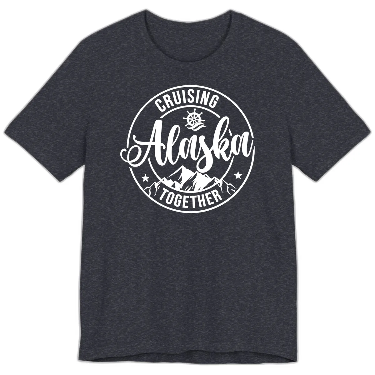 Cruising Ashore Together Badge Premium T-Shirt in Heather Navy
