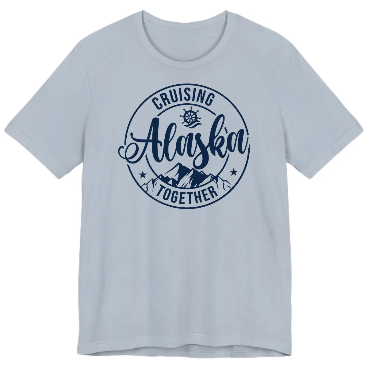 Cruising Ashore Together Badge Premium T-Shirt in Light Blue