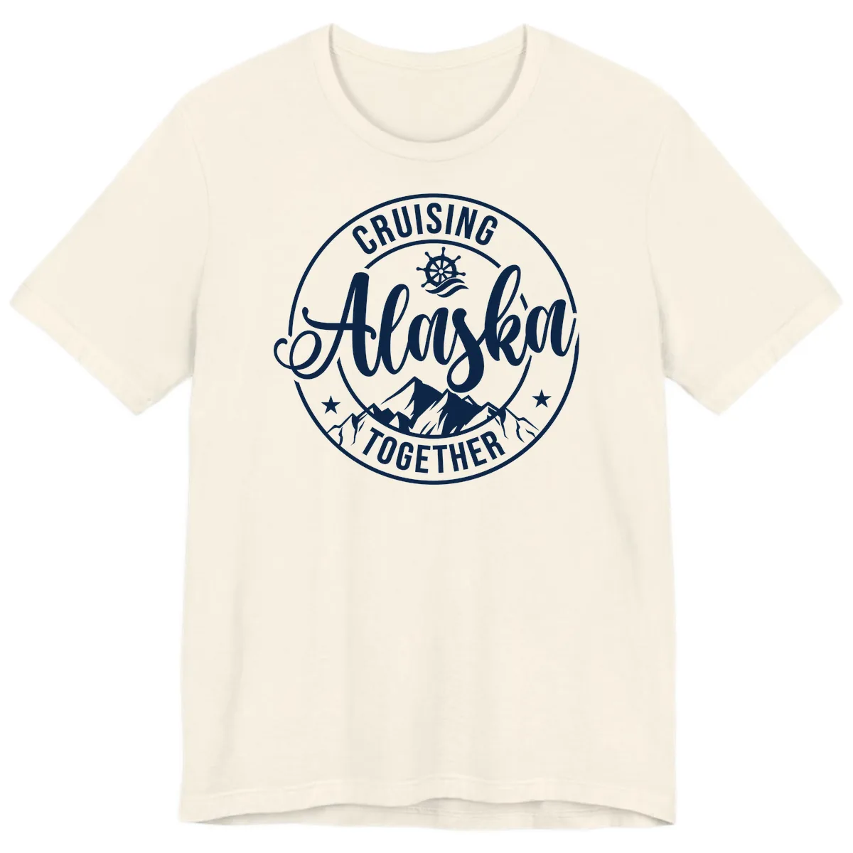 Cruising Ashore Together Badge Premium T-Shirt in Natural