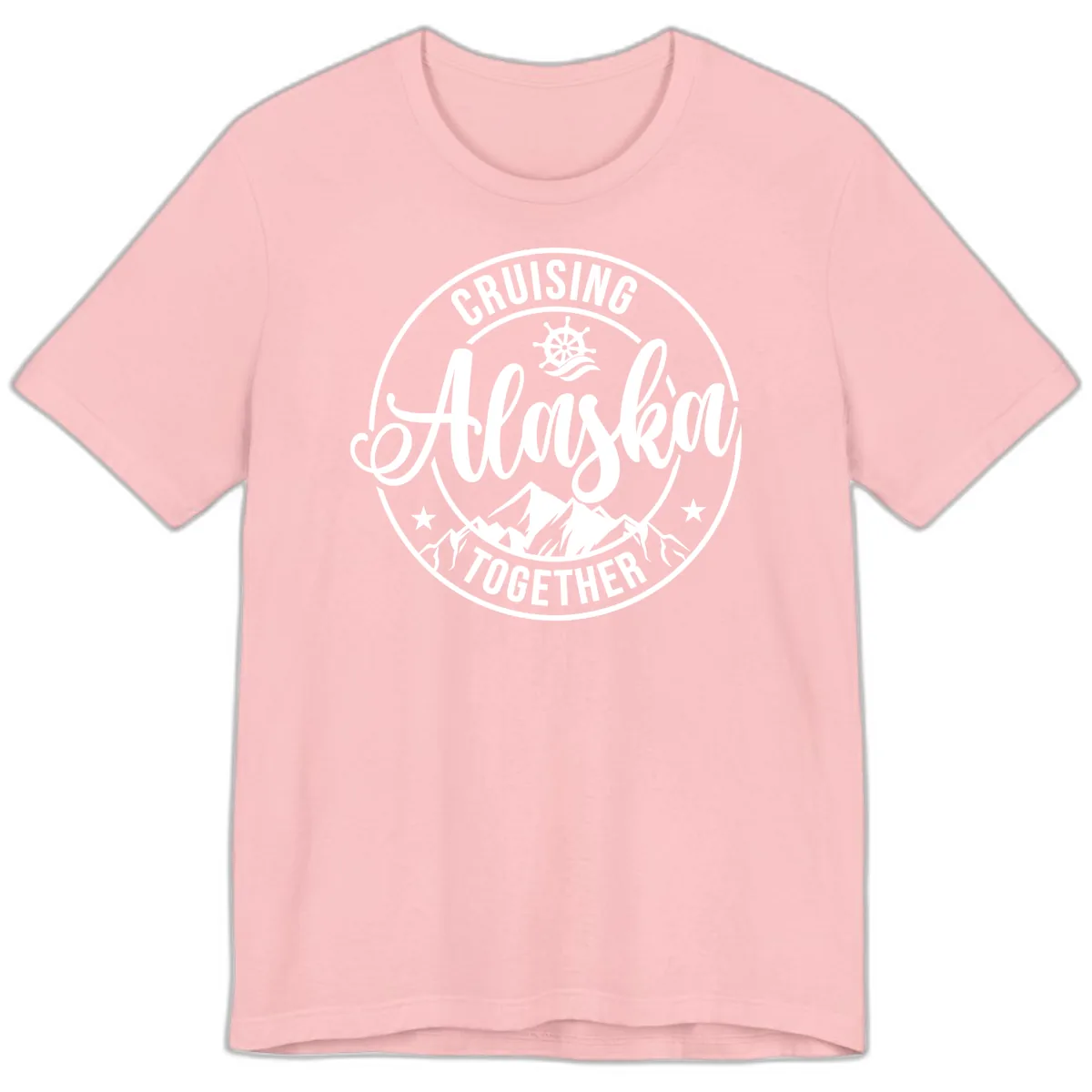 Cruising Ashore Together Badge Premium T-Shirt in Pink
