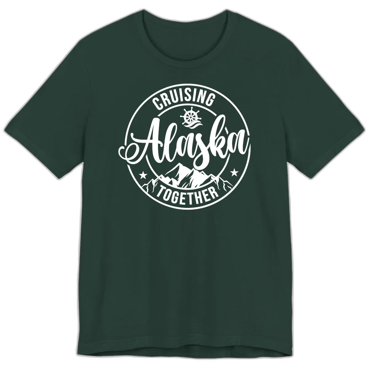 Cruising Ashore Together Badge Premium T-Shirt in Forest