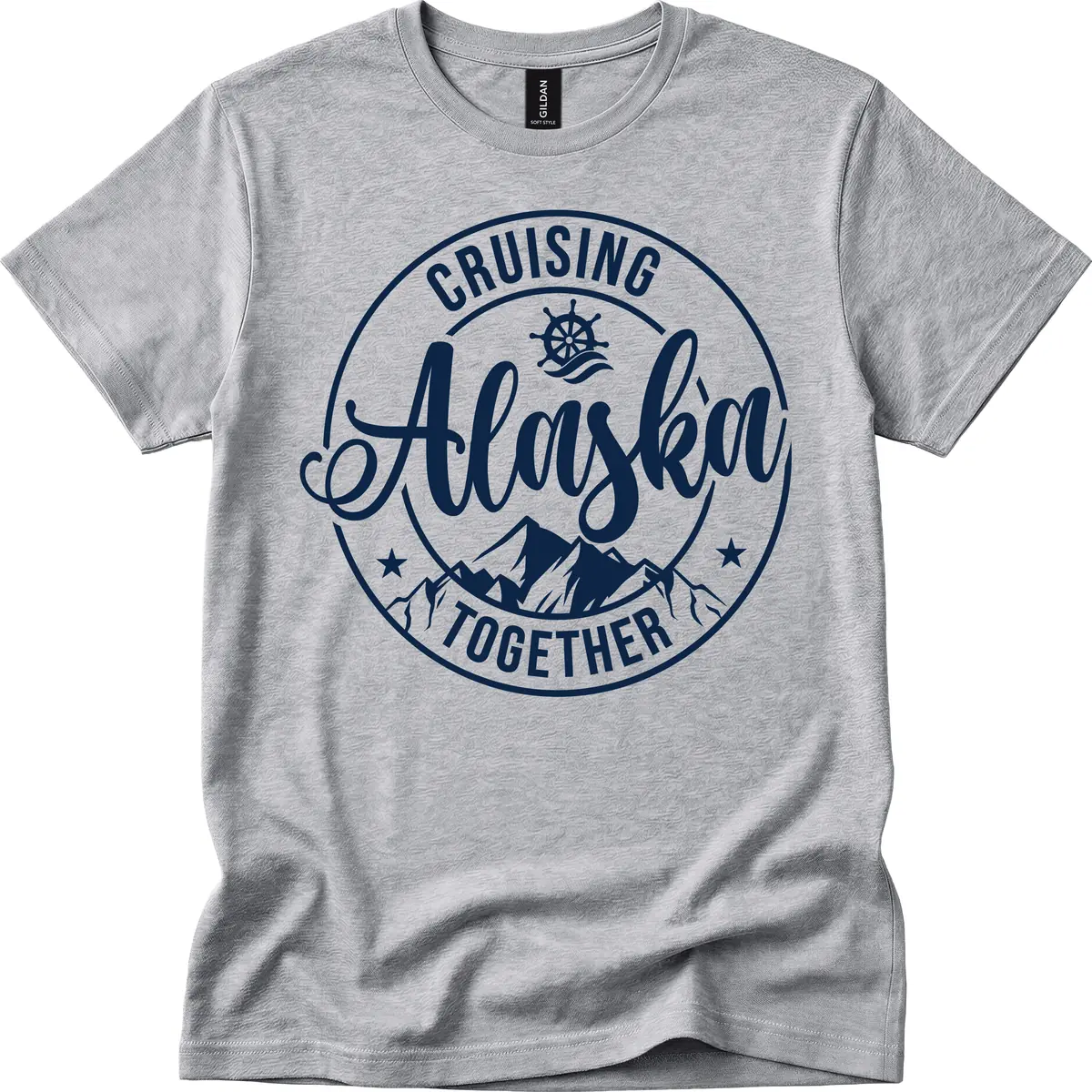 Cruising Ashore Together Badge T-Shirt in Sport Grey