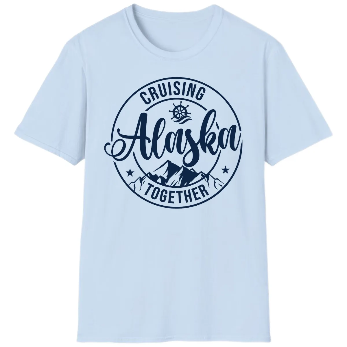 Cruising Ashore Together Badge T-Shirt in Light Blue