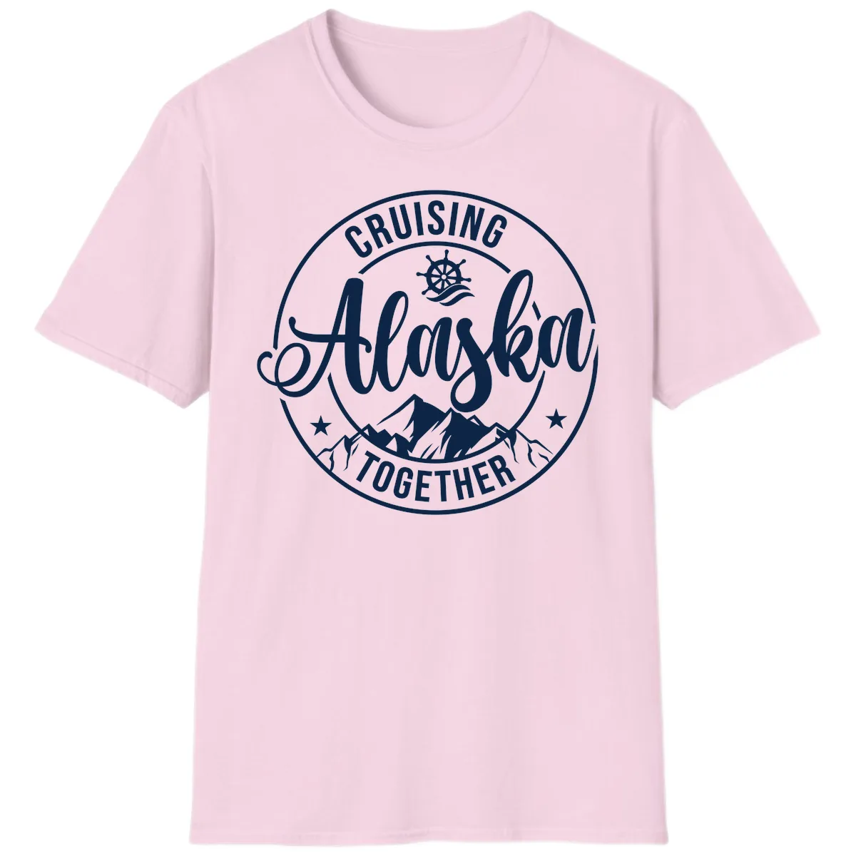 Cruising Ashore Together Badge T-Shirt in Light Pink
