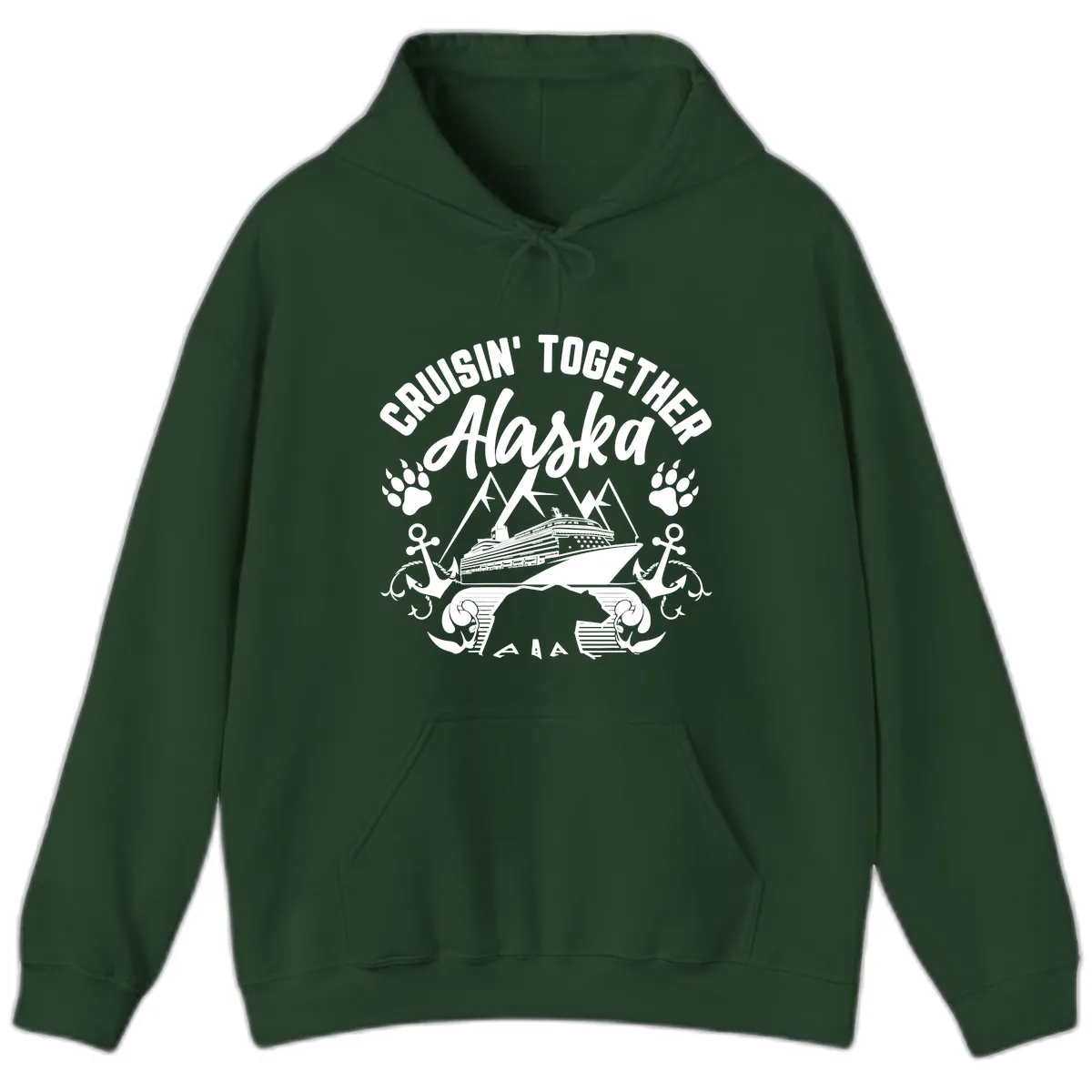 Cruisin' Together Alaska Hoodie in Forest Green
