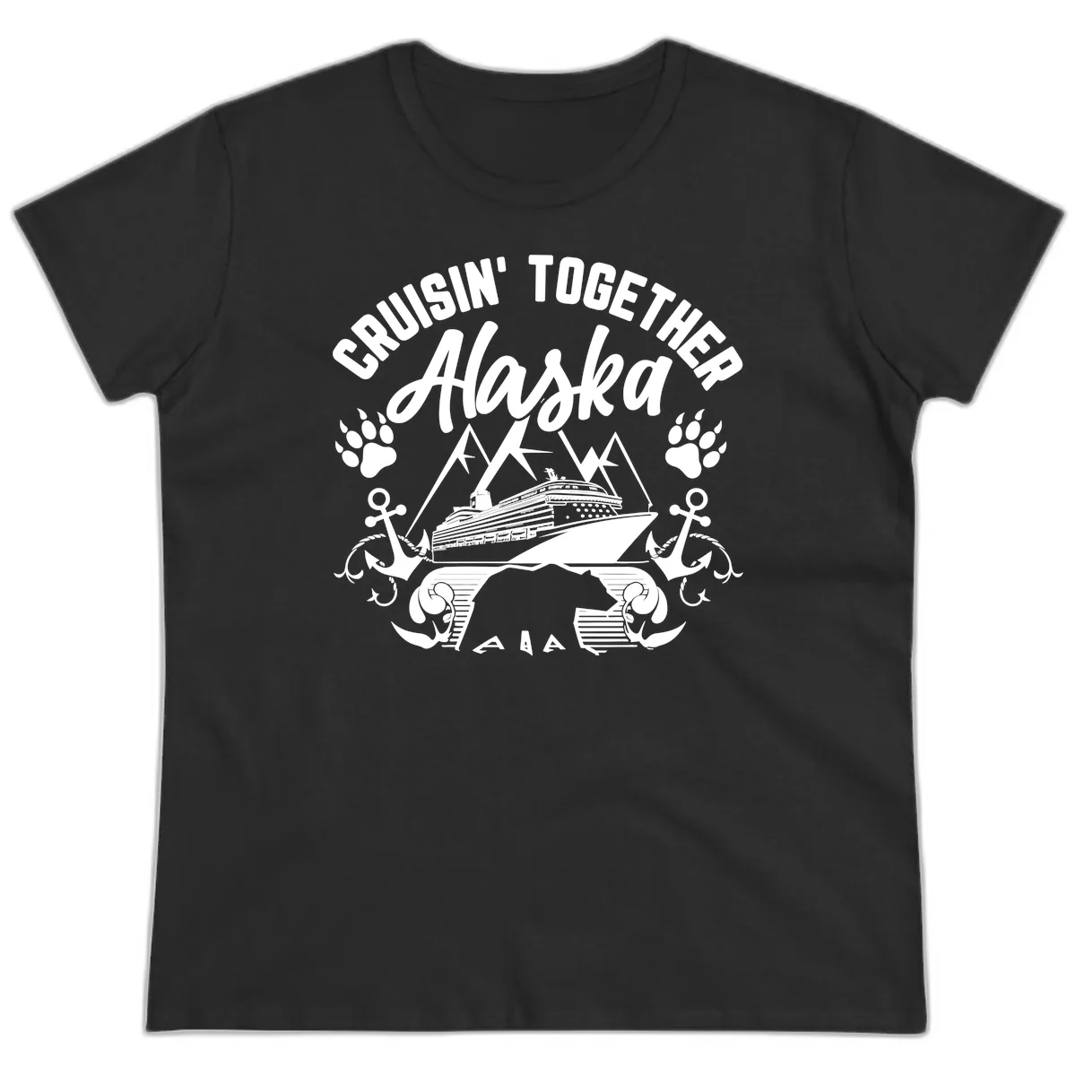 Cruisin' Together Alaska Ladies Tee in Black