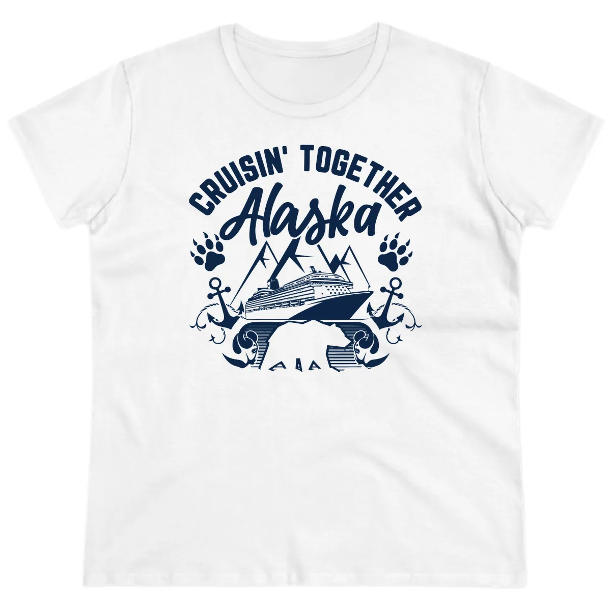 Cruisin' Together Alaska Ladies Tee in White