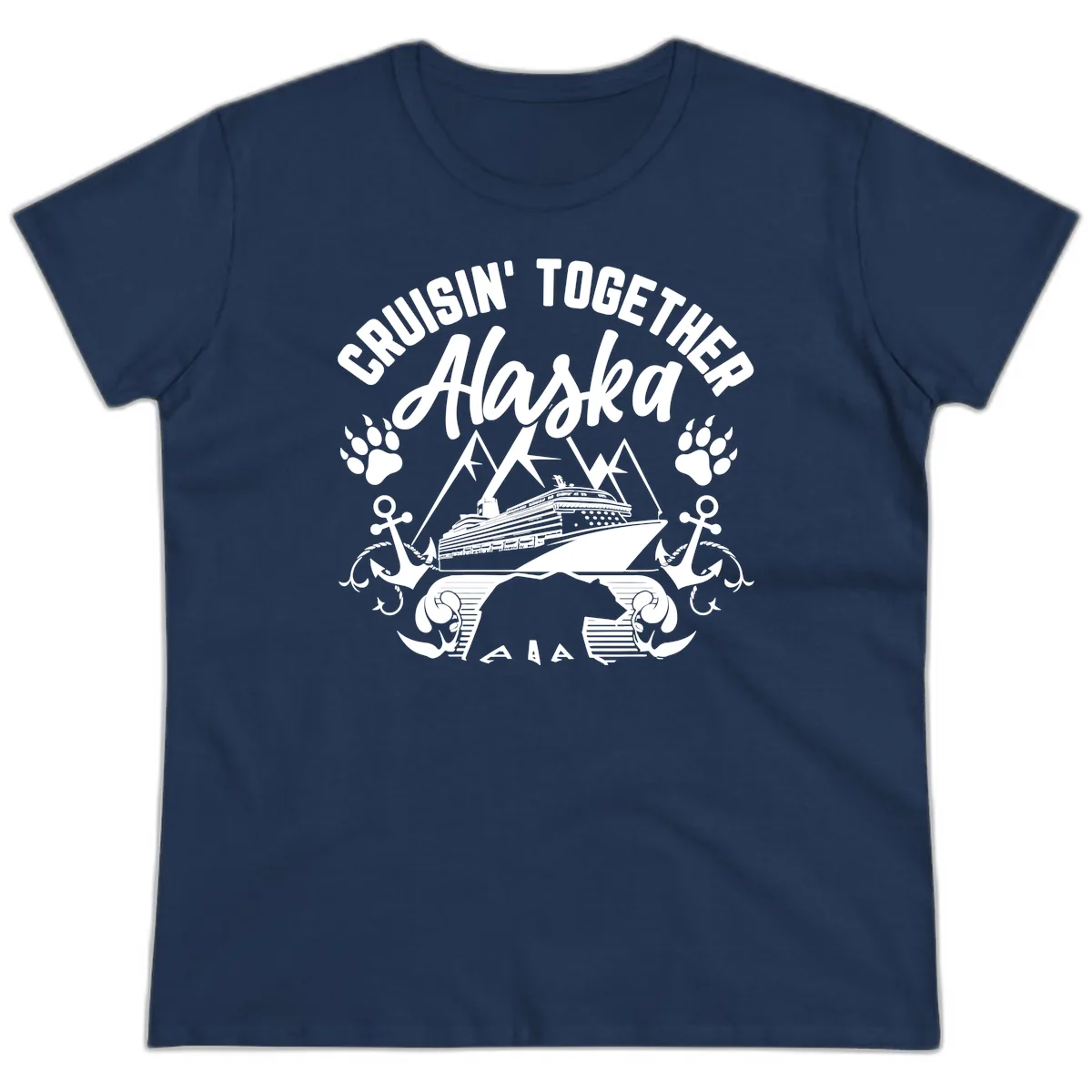 Cruisin' Together Alaska Ladies Tee in Navy