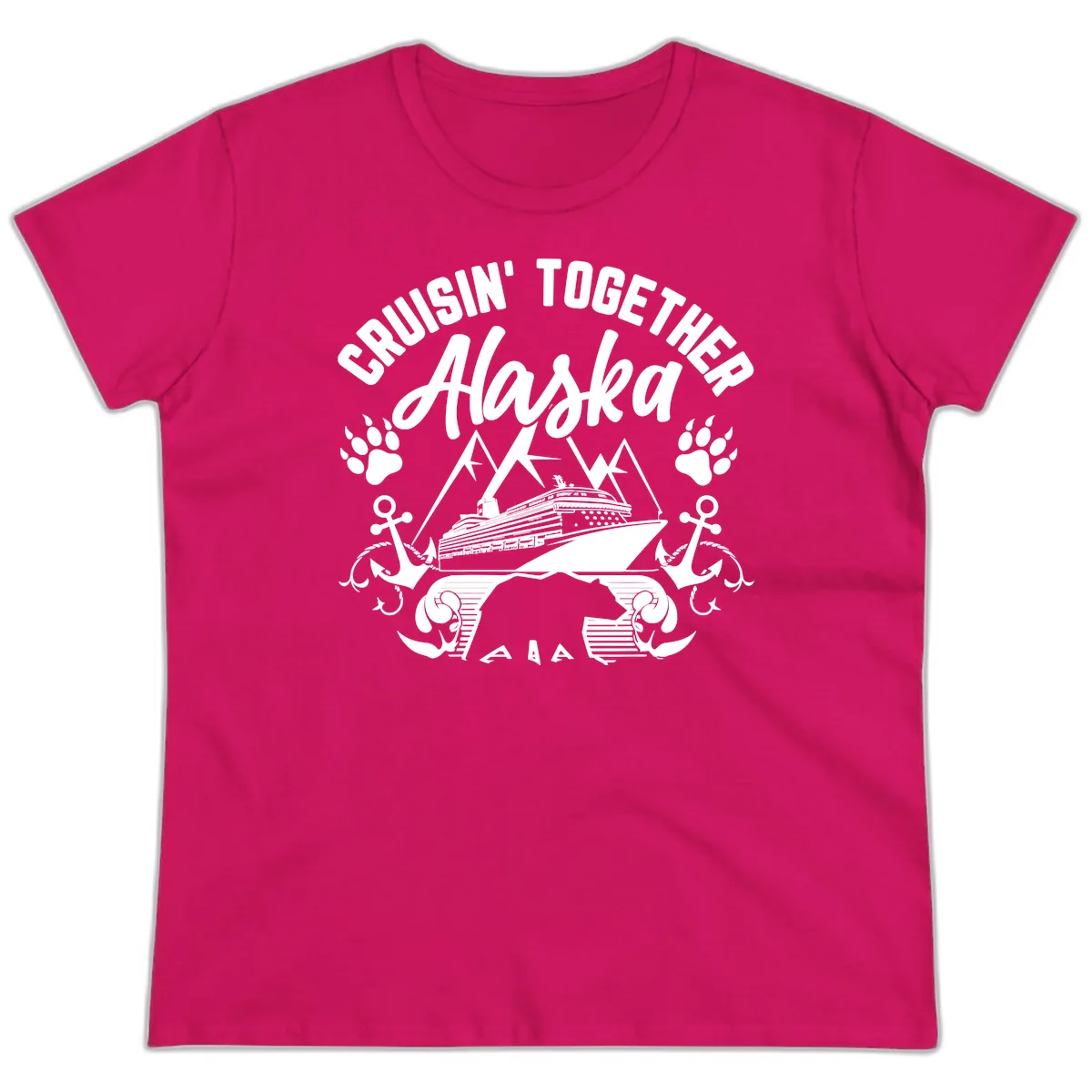 Cruisin' Together Alaska Ladies Tee in Heliconia