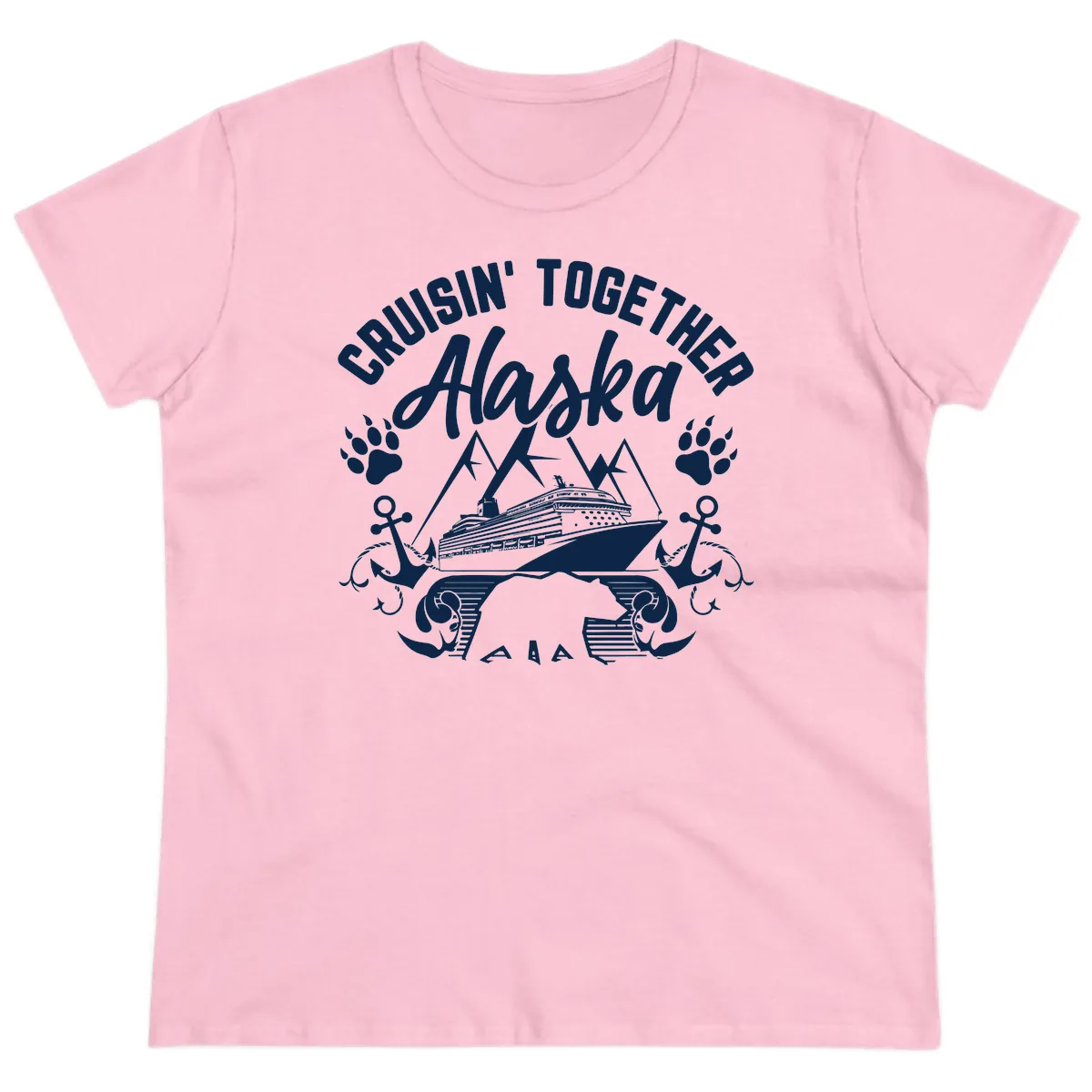 Cruisin' Together Alaska Ladies Tee in Light Pink