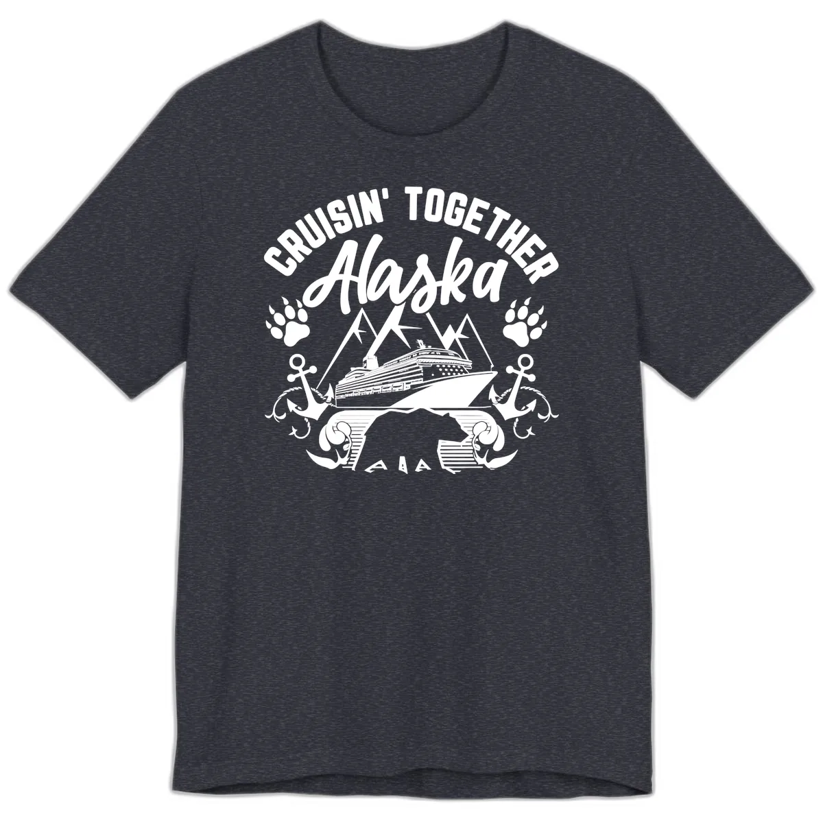 Cruisin' Together Alaska Premium T-Shirt in Heather Navy