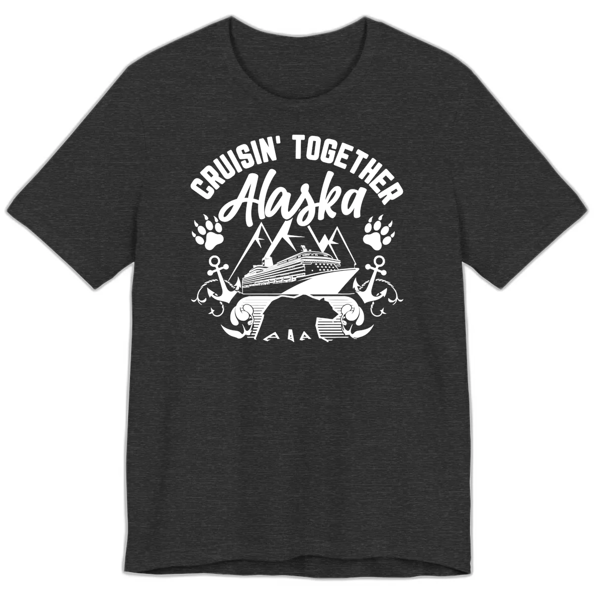 Cruisin' Together Alaska Premium T-Shirt in Dark Grey Heather
