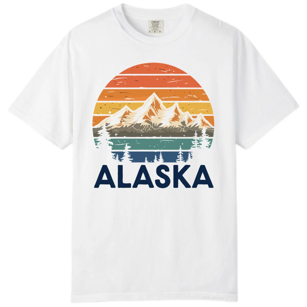Retro Mountain Sunset Landscape Comfort Color in White