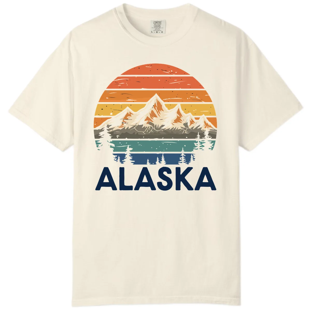 Retro Mountain Sunset Landscape Comfort Color in Ivory