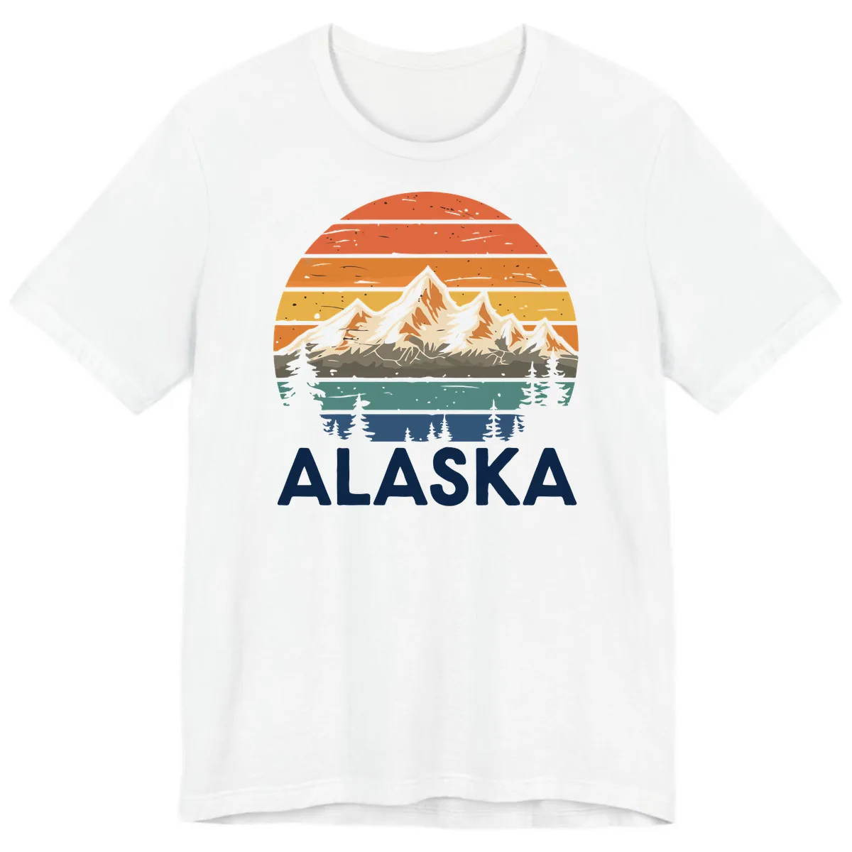 Retro Mountain Sunset Landscape Premium T-Shirt in White