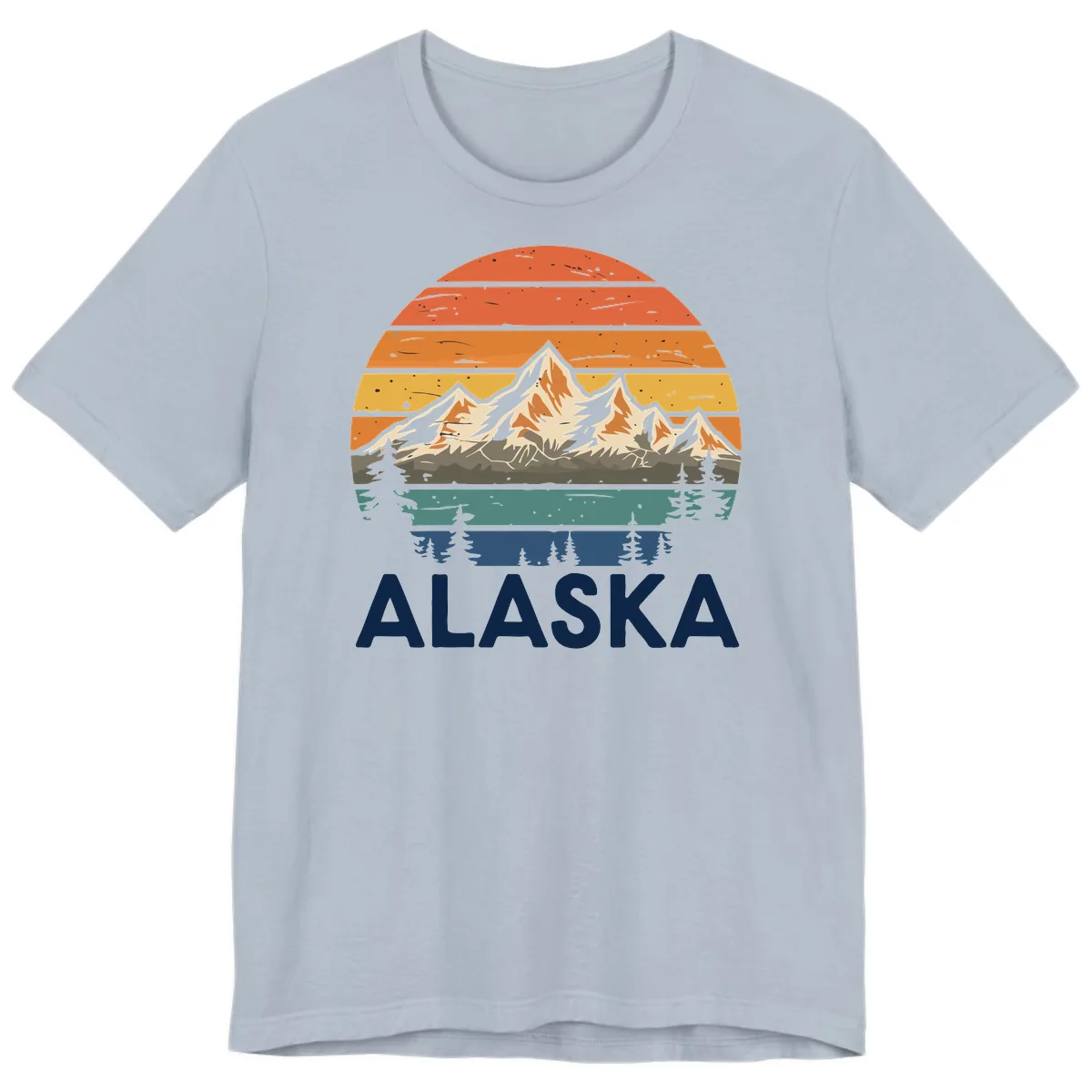 Retro Mountain Sunset Landscape Premium T-Shirt in Light Blue