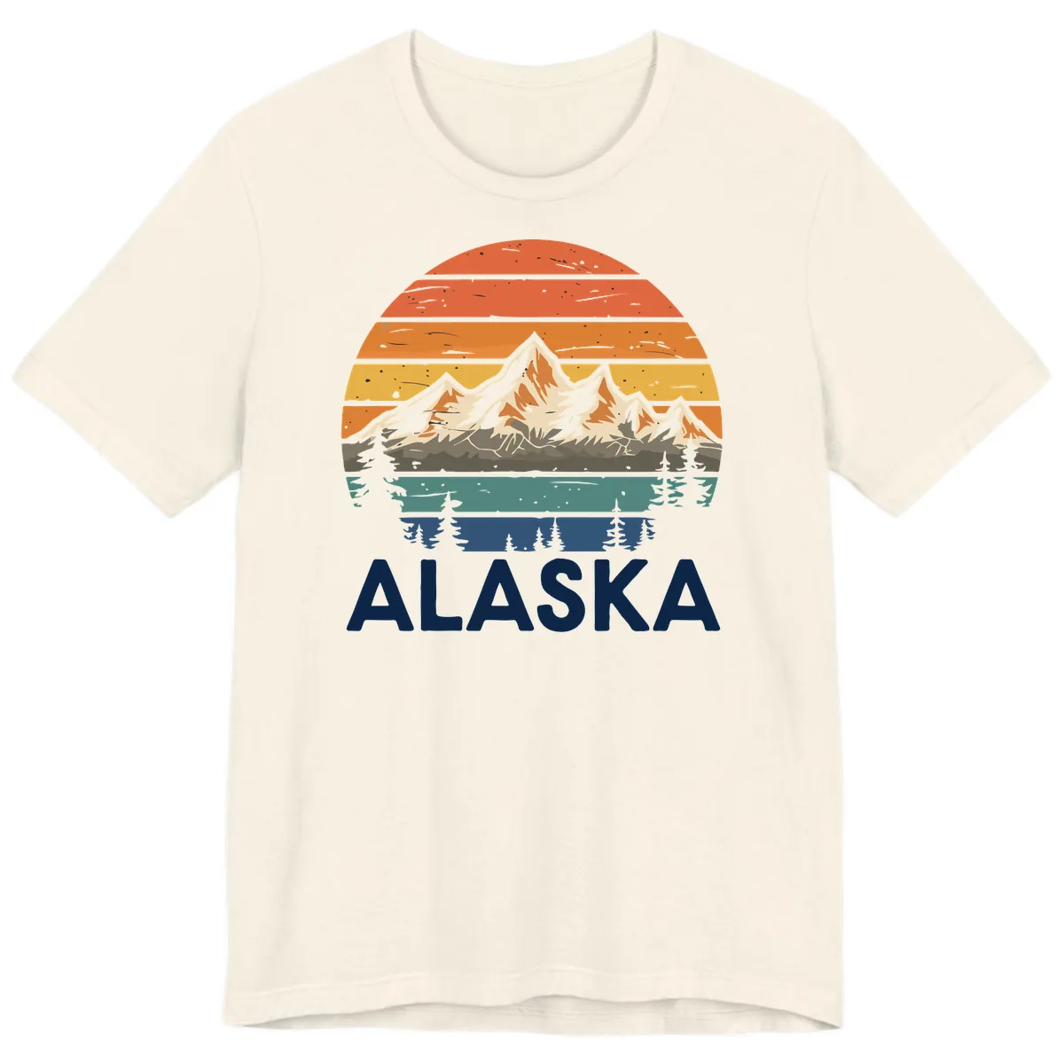 Retro Mountain Sunset Landscape Premium T-Shirt in Natural