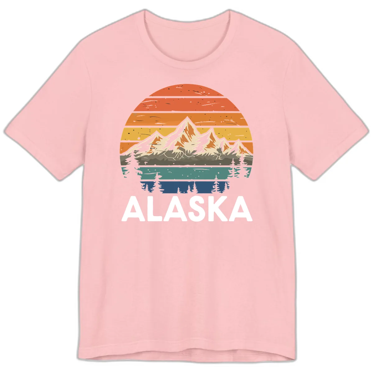 Retro Mountain Sunset Landscape Premium T-Shirt in Pink