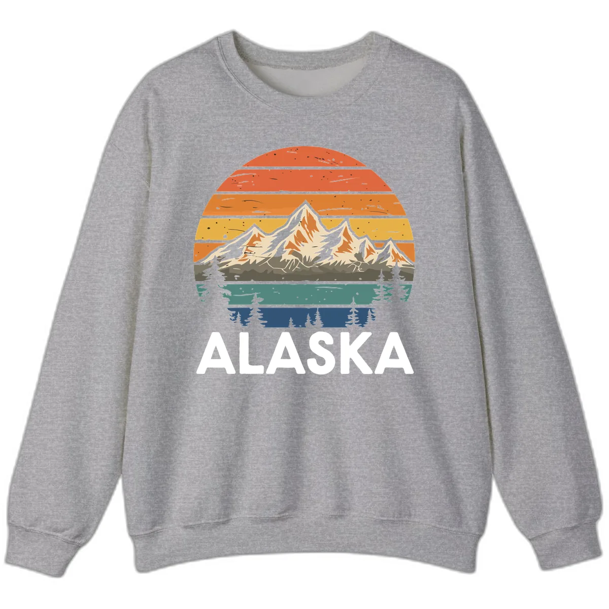 Retro Mountain Sunset Landscape Sweatshirt in Sport Grey