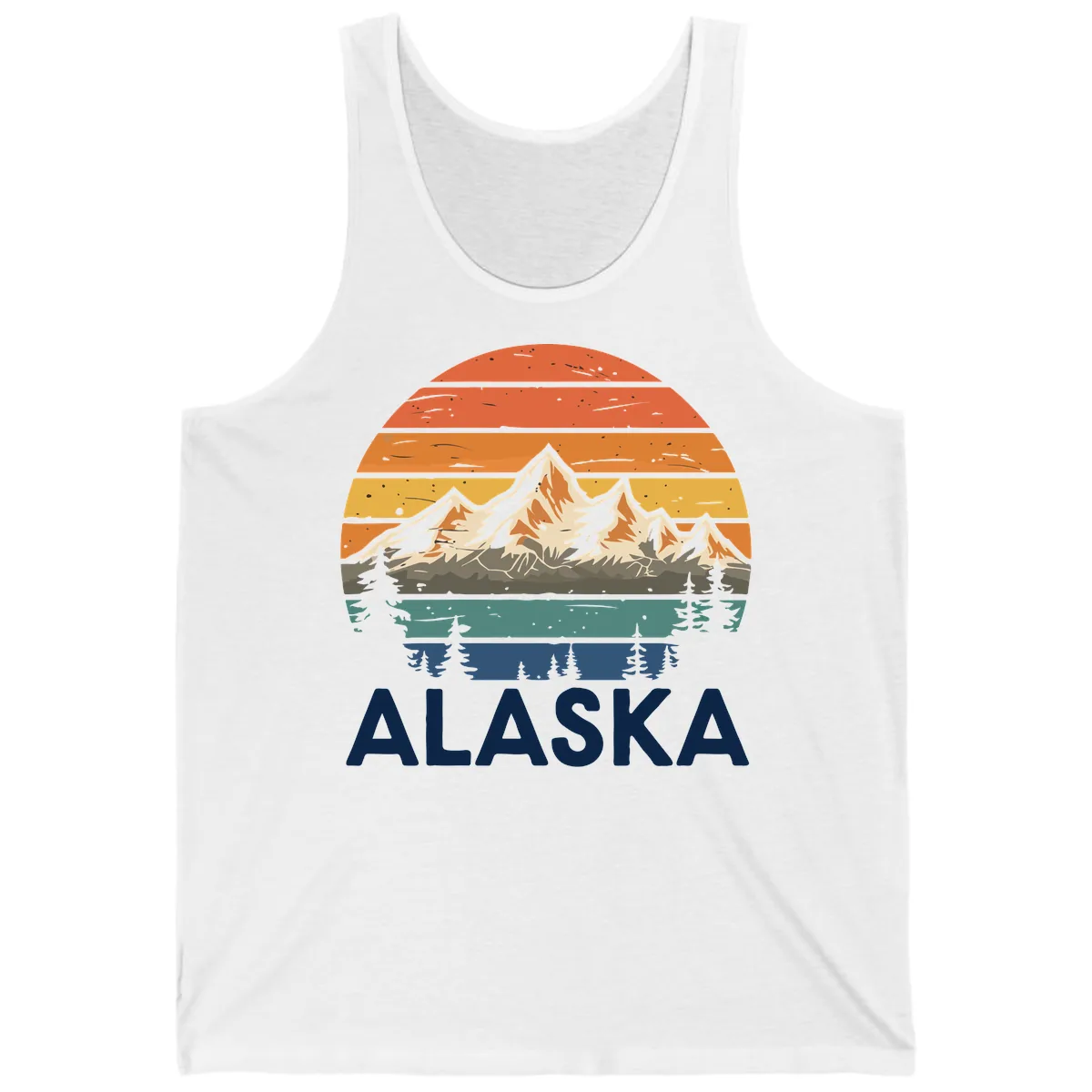 Retro Mountain Sunset Landscape Tank in White