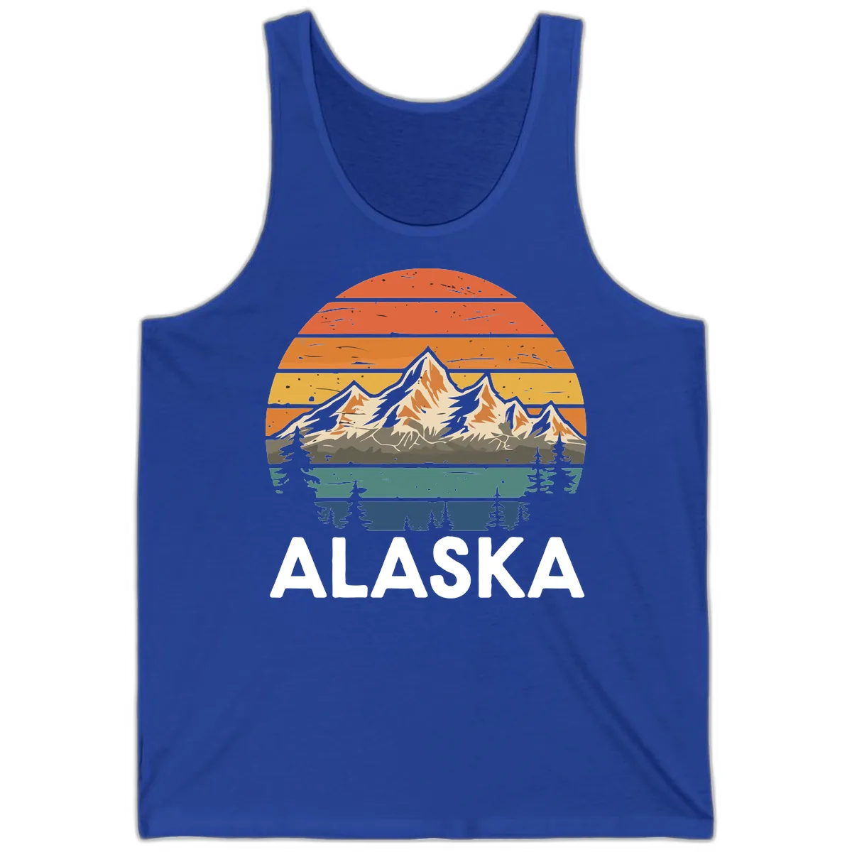 Retro Mountain Sunset Landscape Tank in True Royal