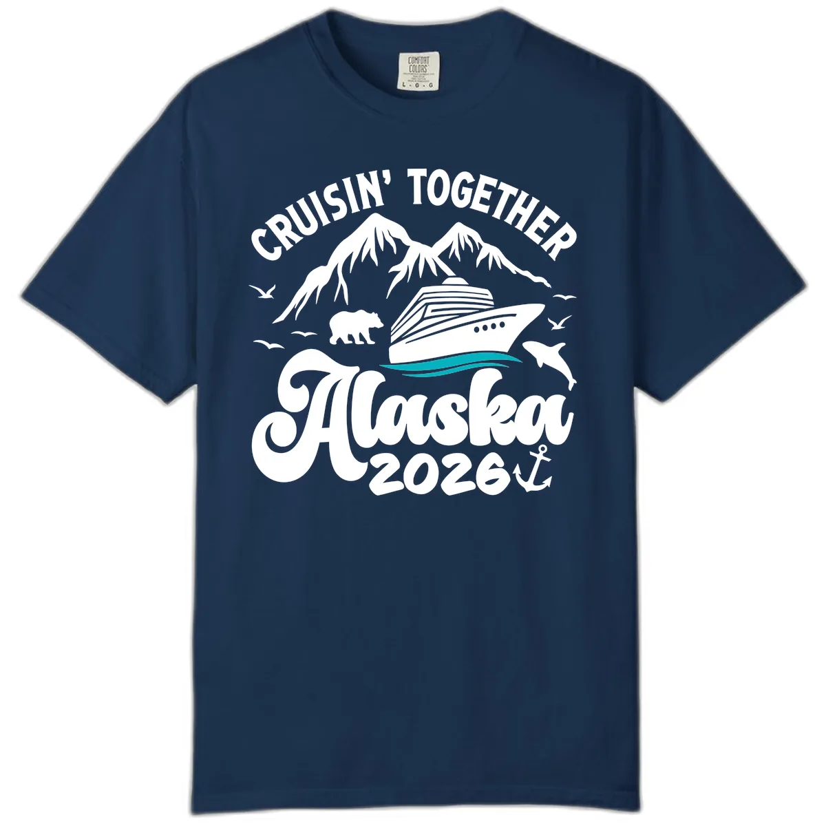 Minimalist Ocean Waves Comfort Color in Navy