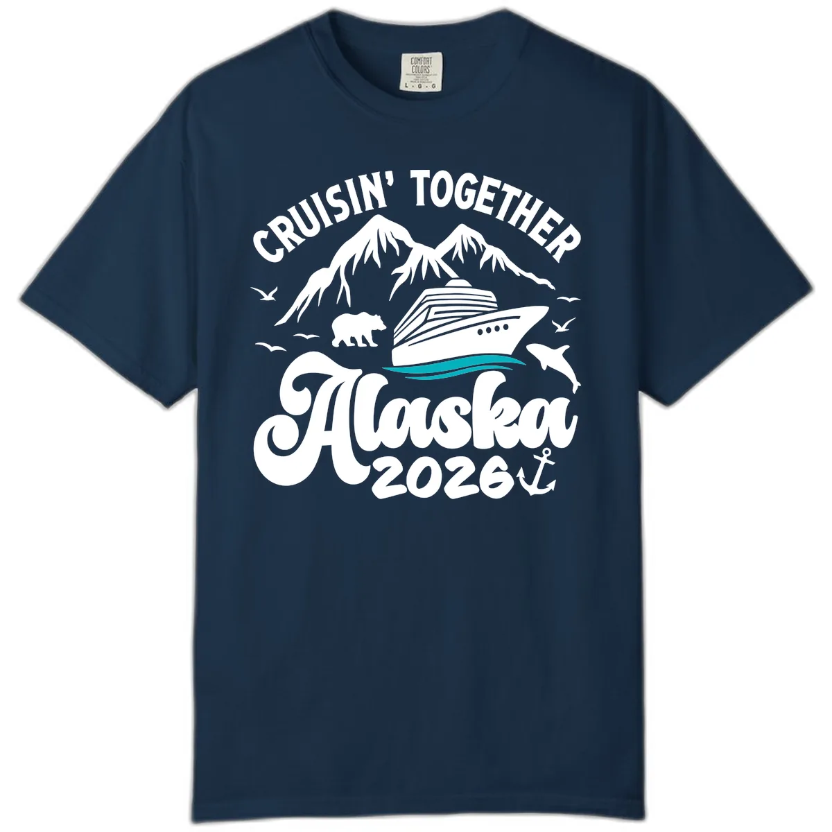 Minimalist Ocean Waves Comfort Color in True Navy