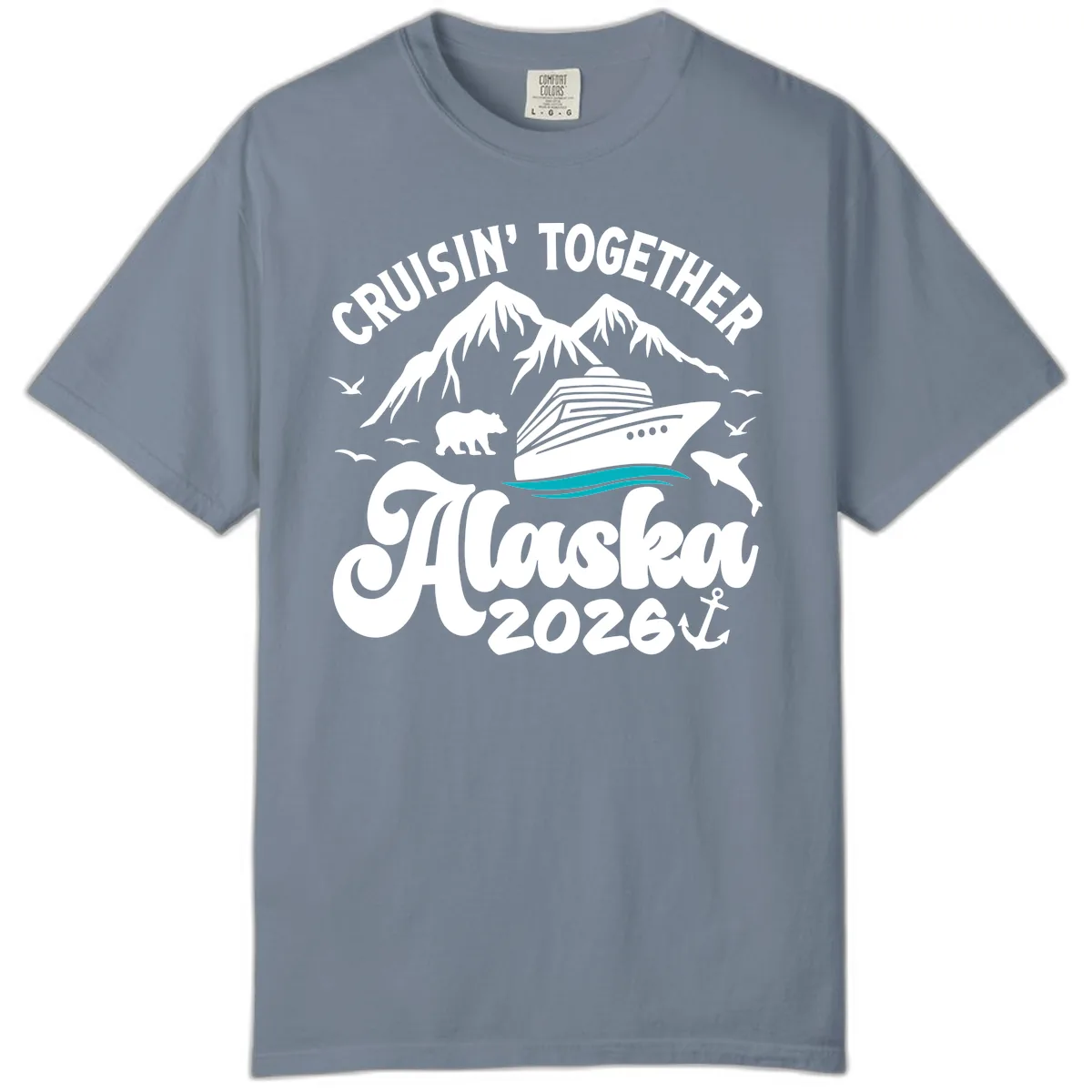 Minimalist Ocean Waves Comfort Color in Blue Jean