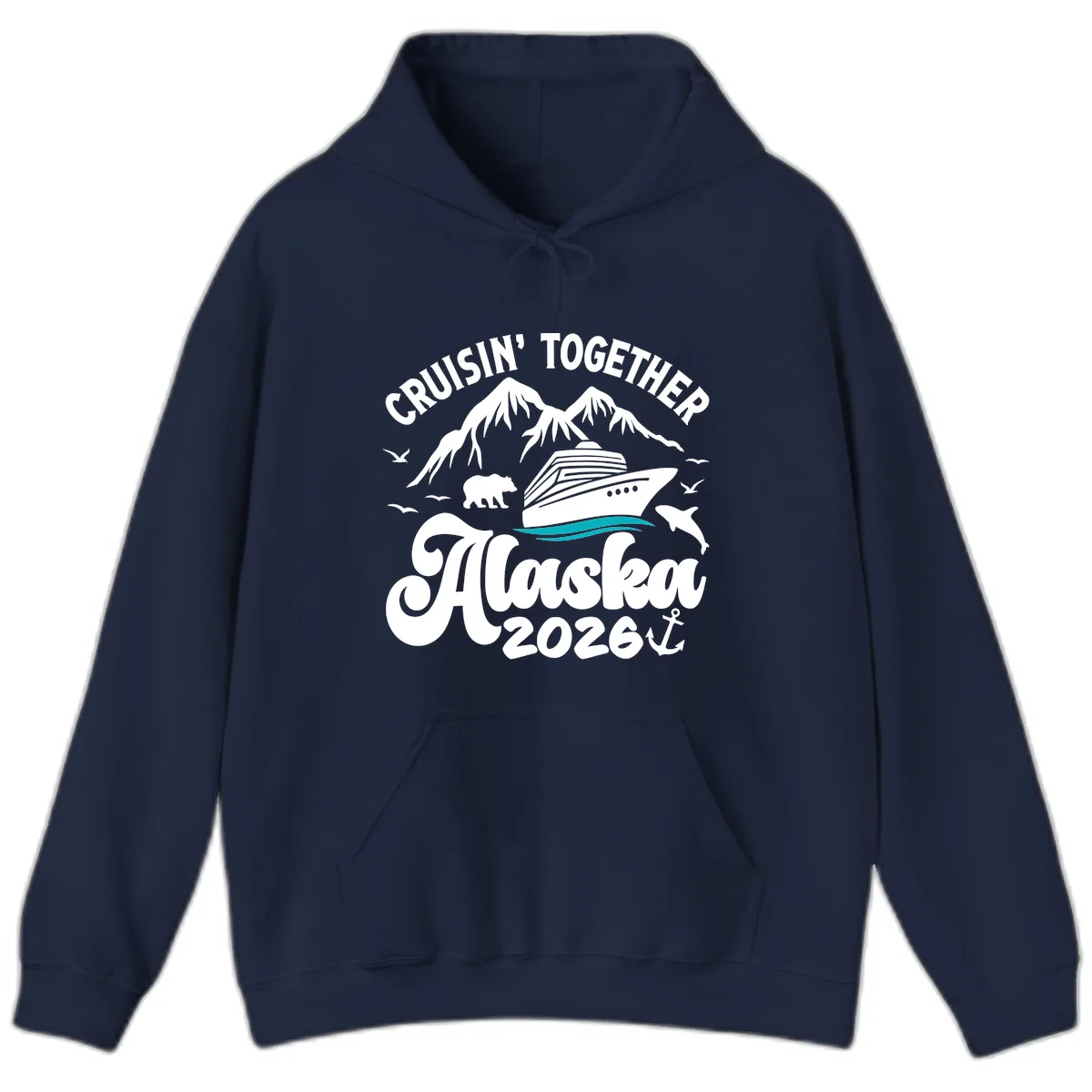 Minimalist Ocean Waves Hoodie in Navy