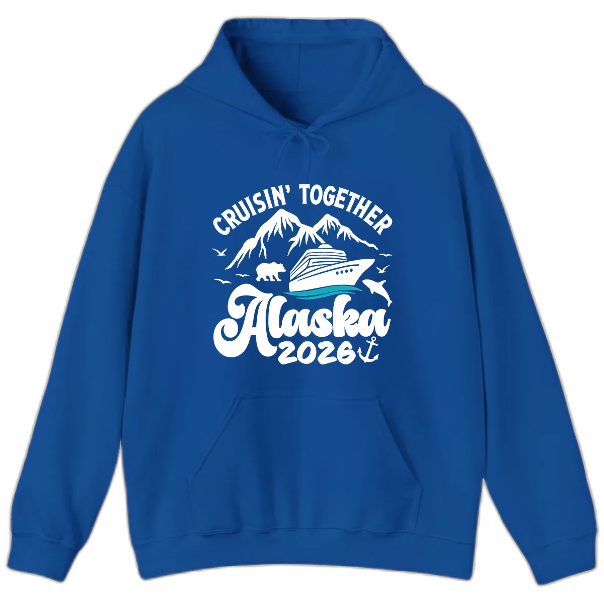 Minimalist Ocean Waves Hoodie in Royal