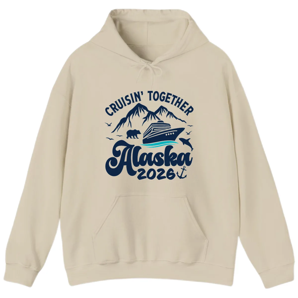 Minimalist Ocean Waves Hoodie in Sand