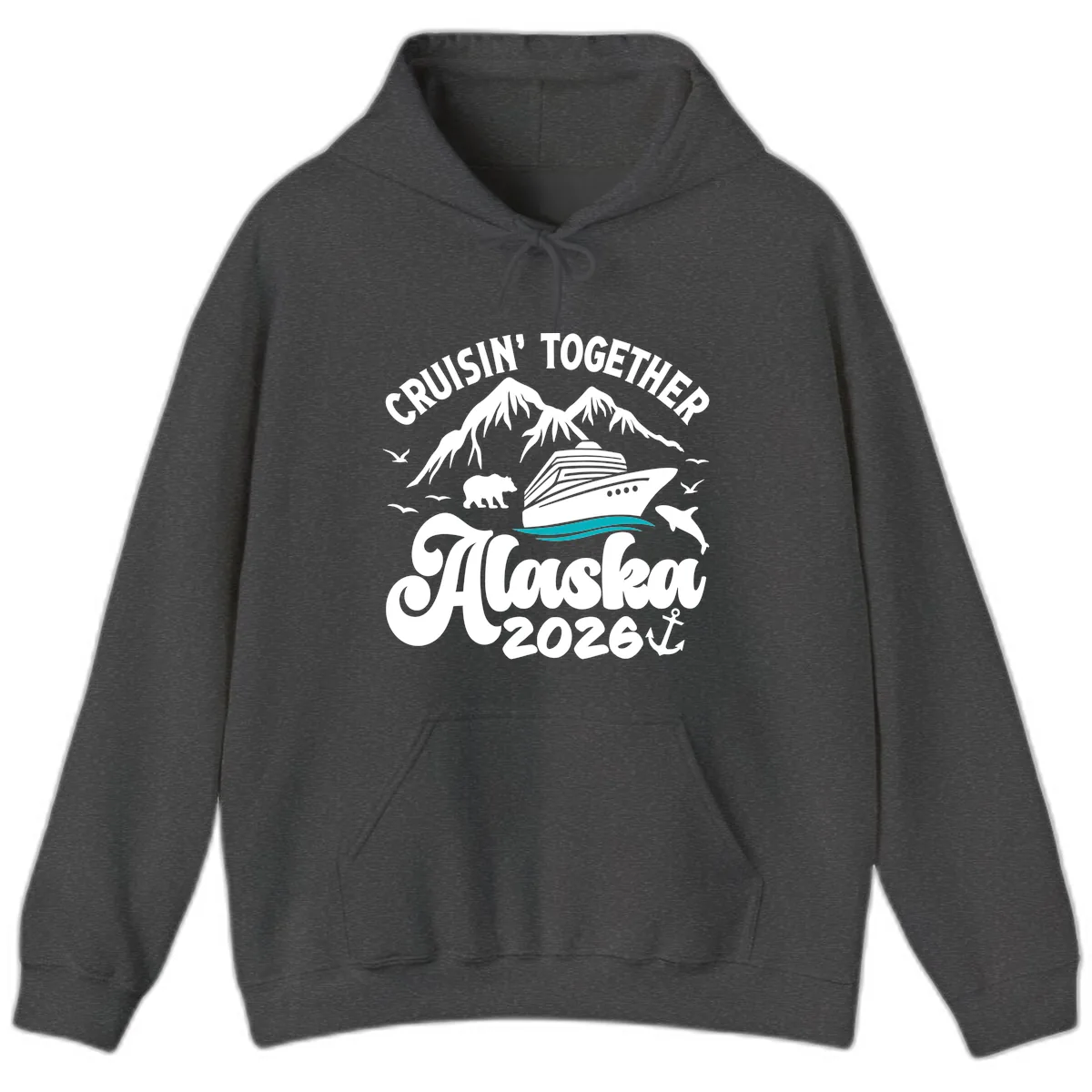 Minimalist Ocean Waves Hoodie in Dark Heather