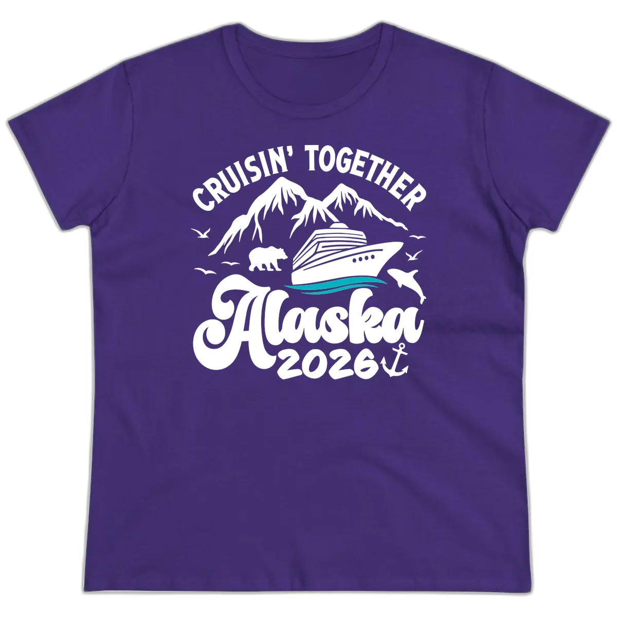 Minimalist Ocean Waves Ladies Tee in Purple