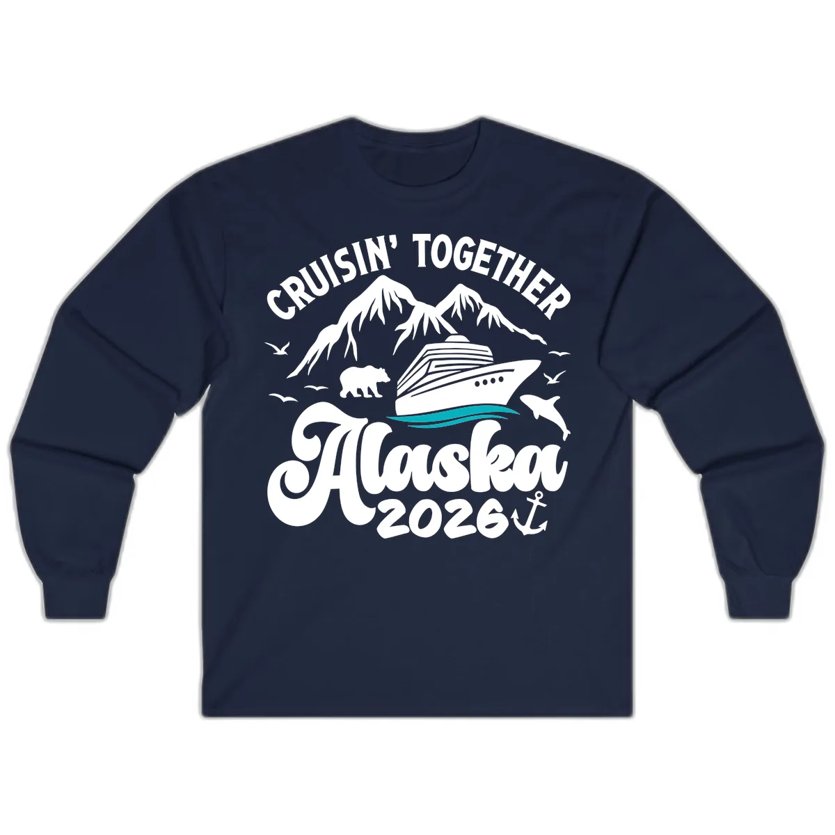 Minimalist Ocean Waves Long Sleeve in Navy