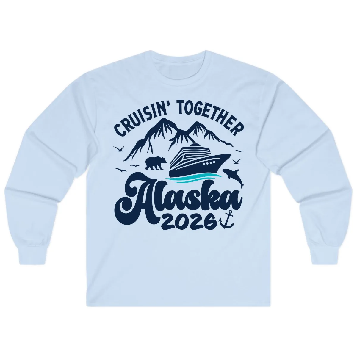 Minimalist Ocean Waves Long Sleeve in Light Blue