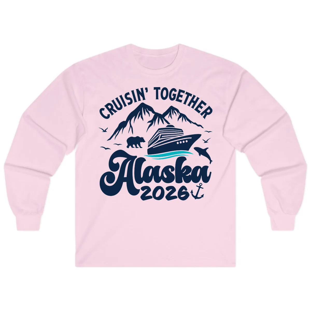 Minimalist Ocean Waves Long Sleeve in Light Pink