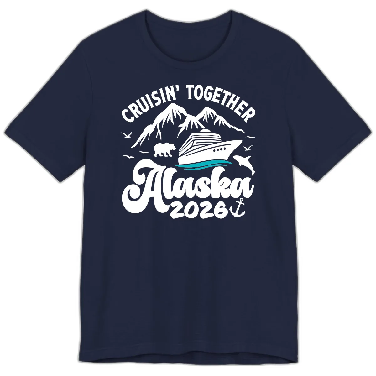 Minimalist Ocean Waves Premium T-Shirt in Navy