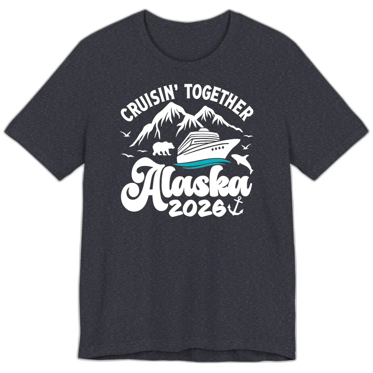 Minimalist Ocean Waves Premium T-Shirt in Heather Navy