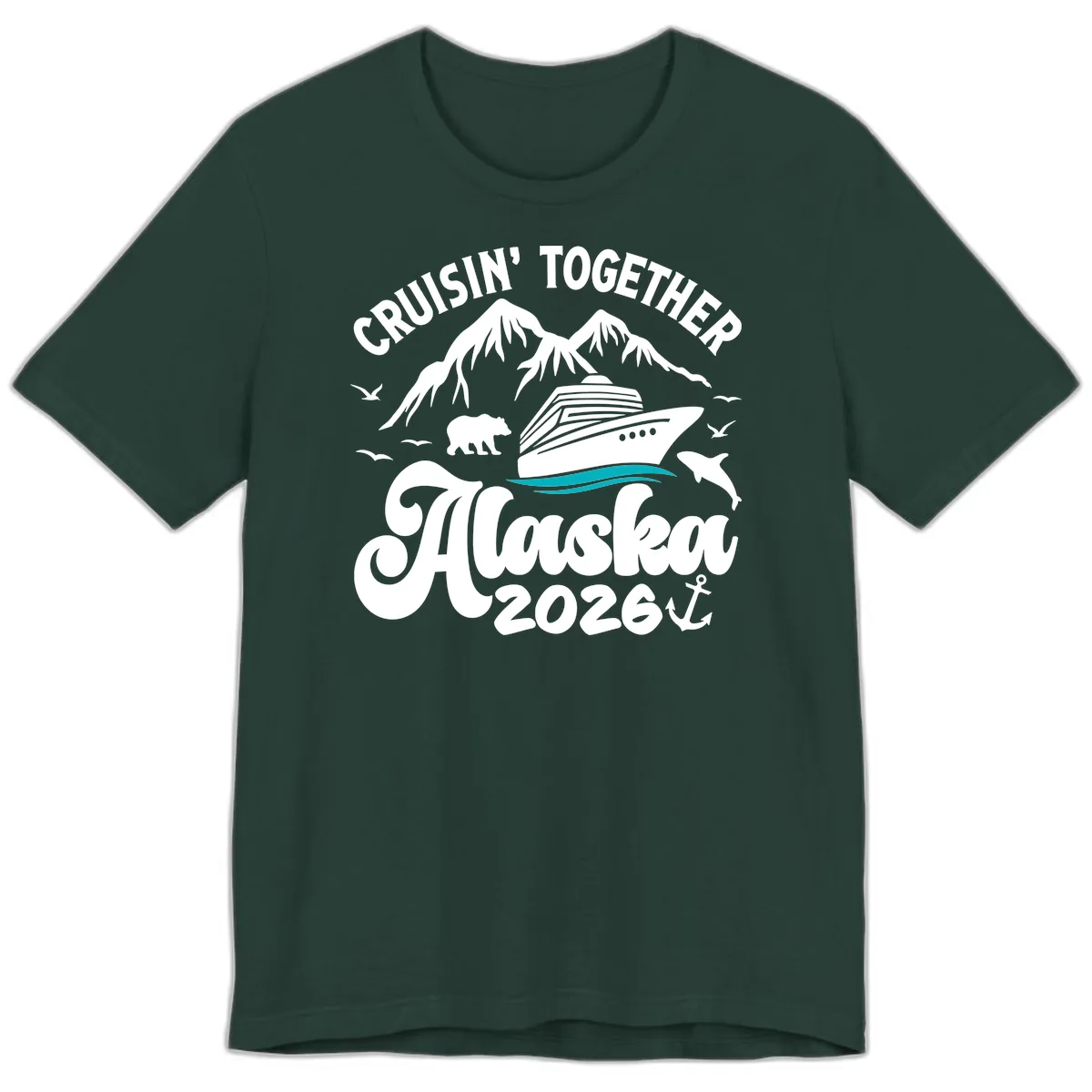 Minimalist Ocean Waves Premium T-Shirt in Forest