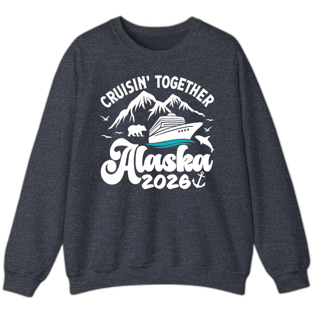 Minimalist Ocean Waves Sweatshirt in Heather Sport Dark Navy