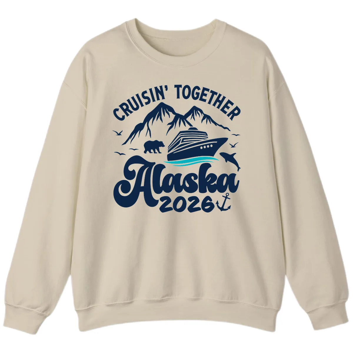 Minimalist Ocean Waves Sweatshirt in Sand