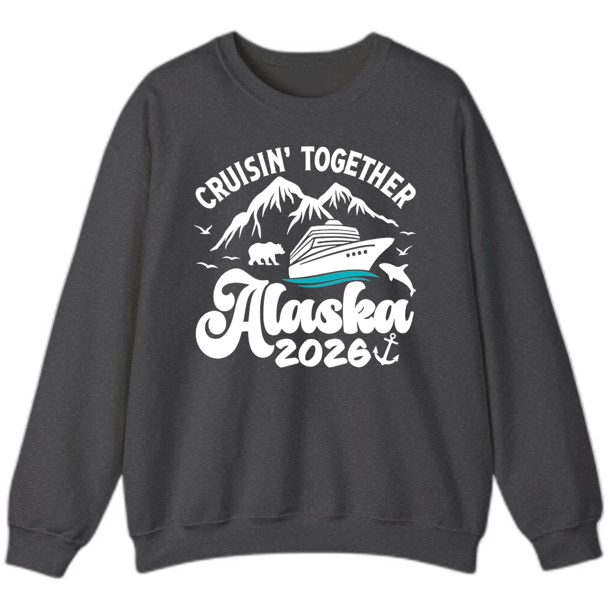 Minimalist Ocean Waves Sweatshirt in Dark Heather