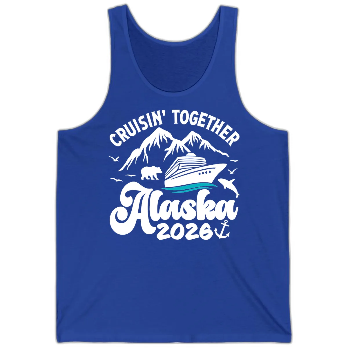 Minimalist Ocean Waves Tank in True Royal