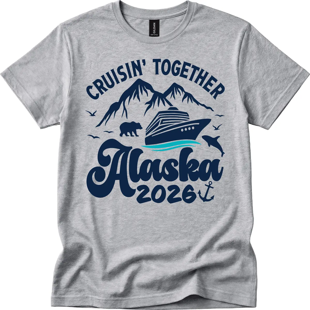 Minimalist Ocean Waves T-Shirt in Sport Grey