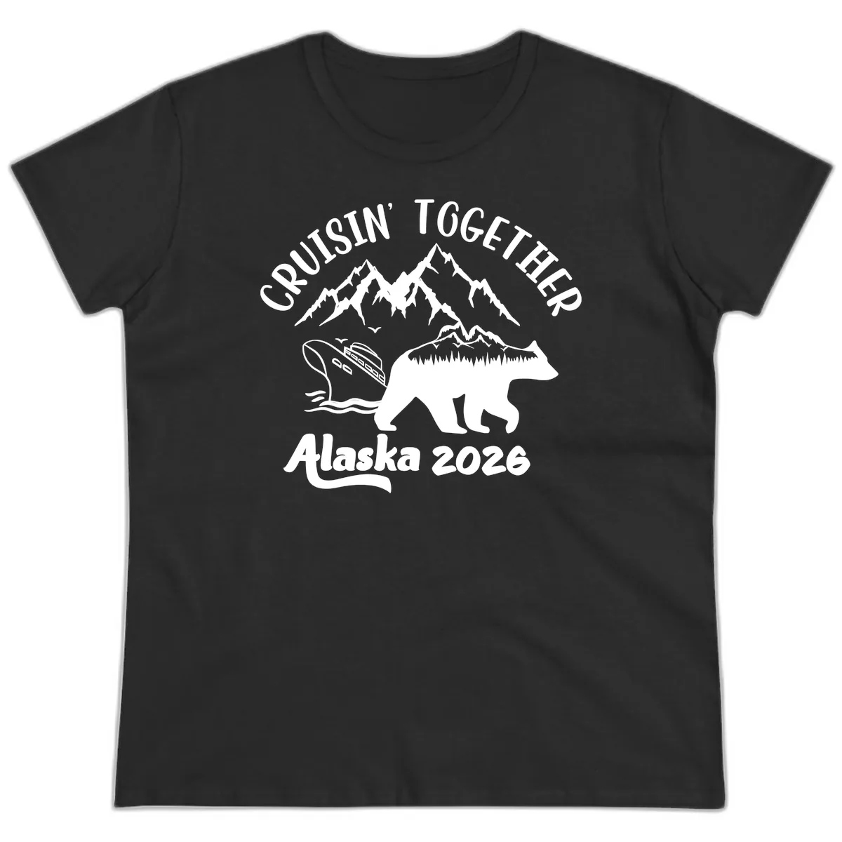 Cruisin' Together Alaska 2026 Ladies Tee in Black