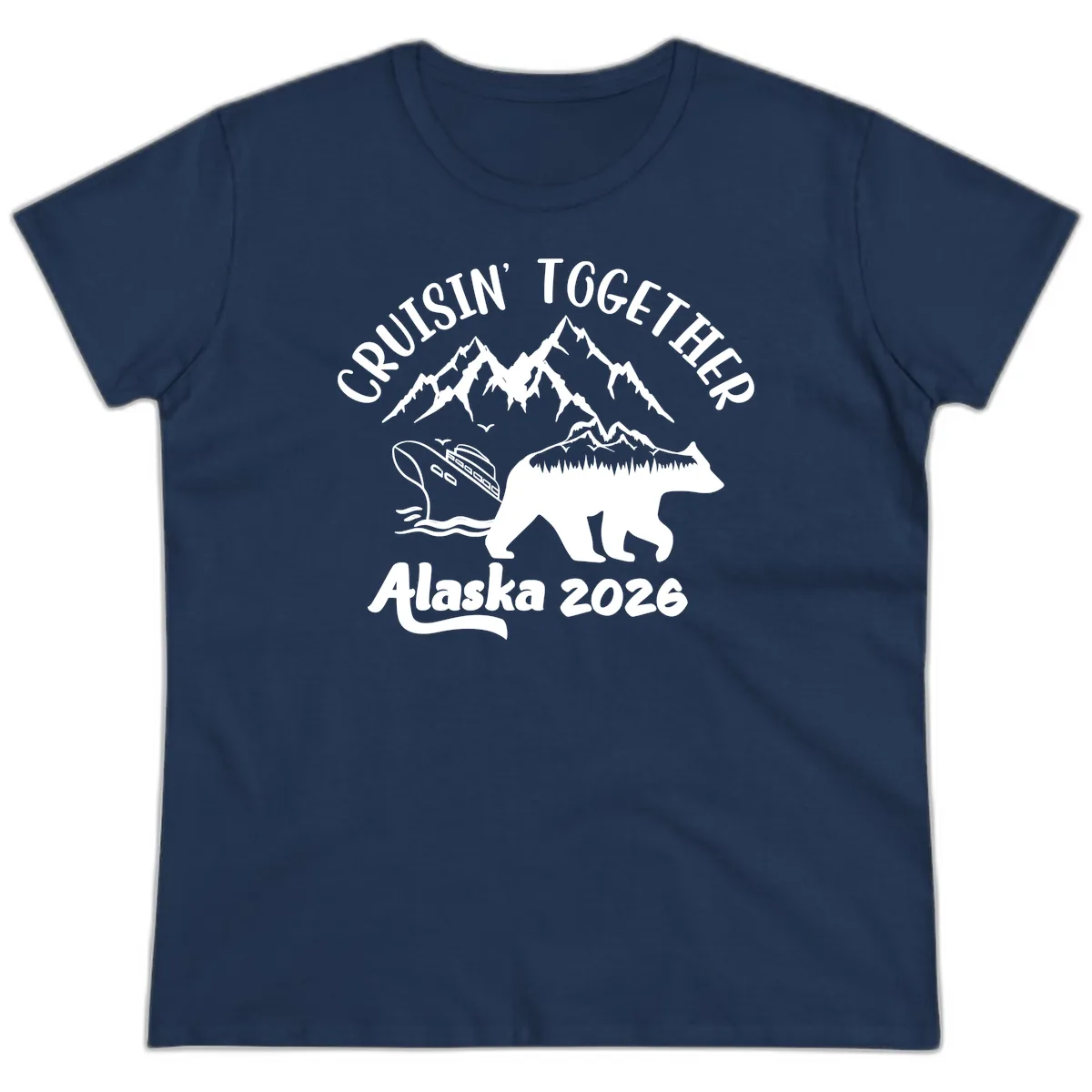 Cruisin' Together Alaska 2026 Ladies Tee in Navy
