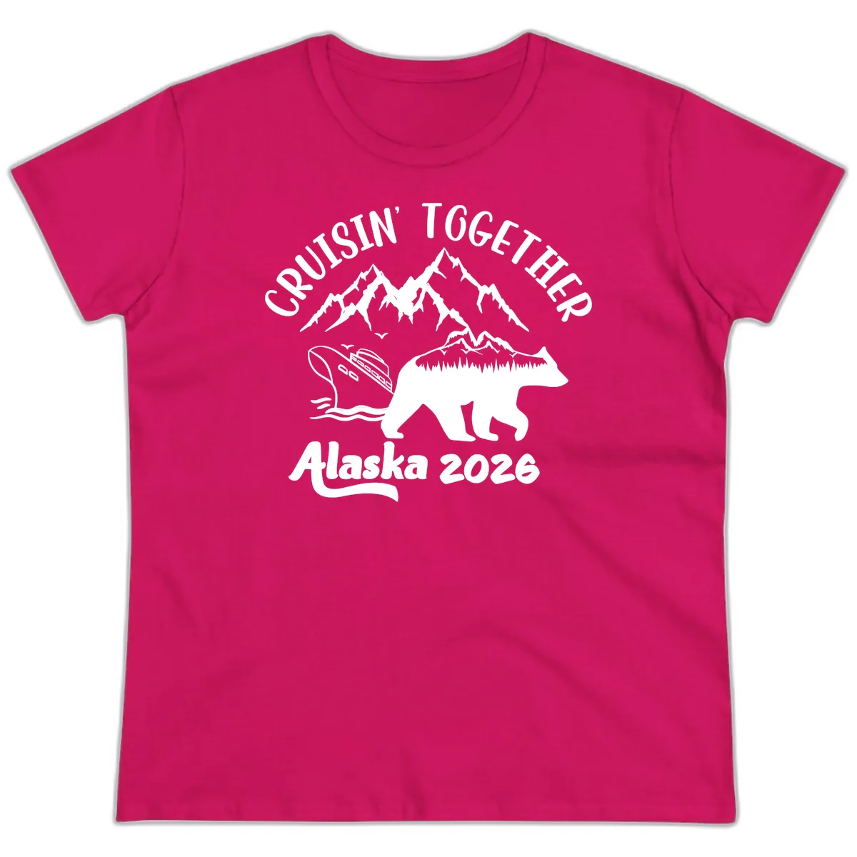 Cruisin' Together Alaska 2026 Ladies Tee in Heliconia