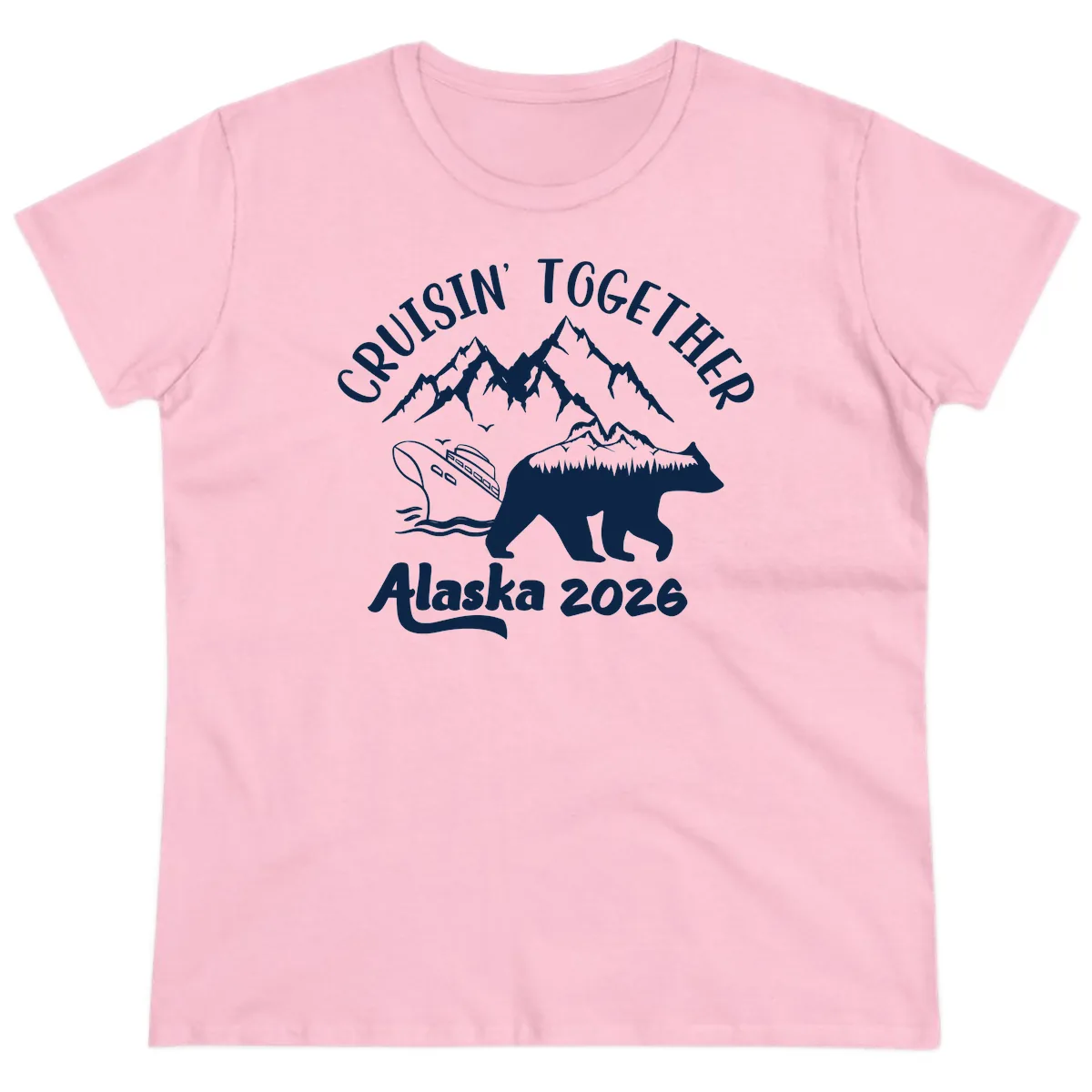 Cruisin' Together Alaska 2026 Ladies Tee in Light Pink