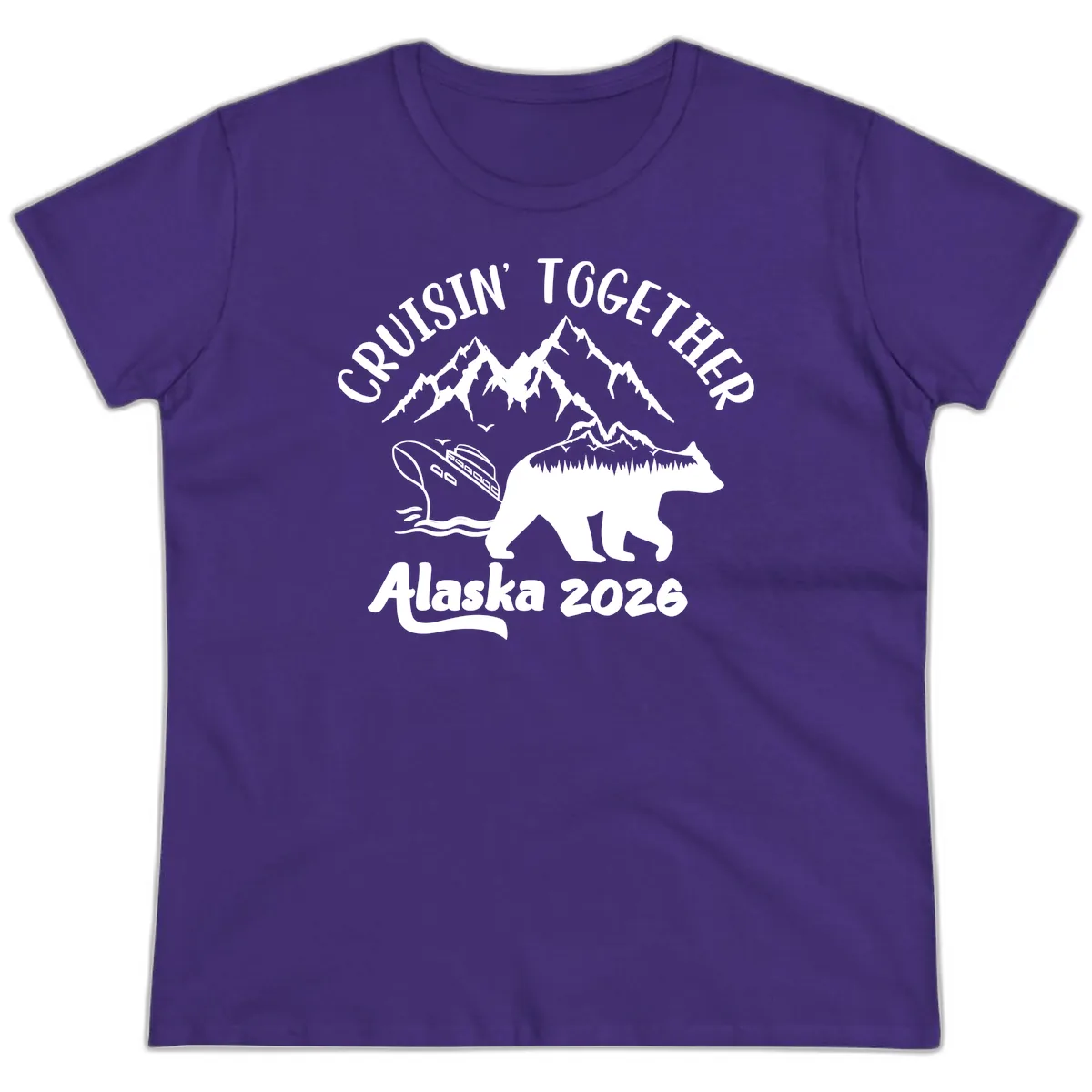 Cruisin' Together Alaska 2026 Ladies Tee in Purple